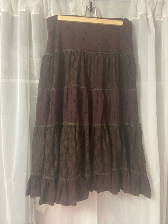Hkr collections Dresses & Skirts - Tiered Brown and Plum Boho Maxi Skirt
